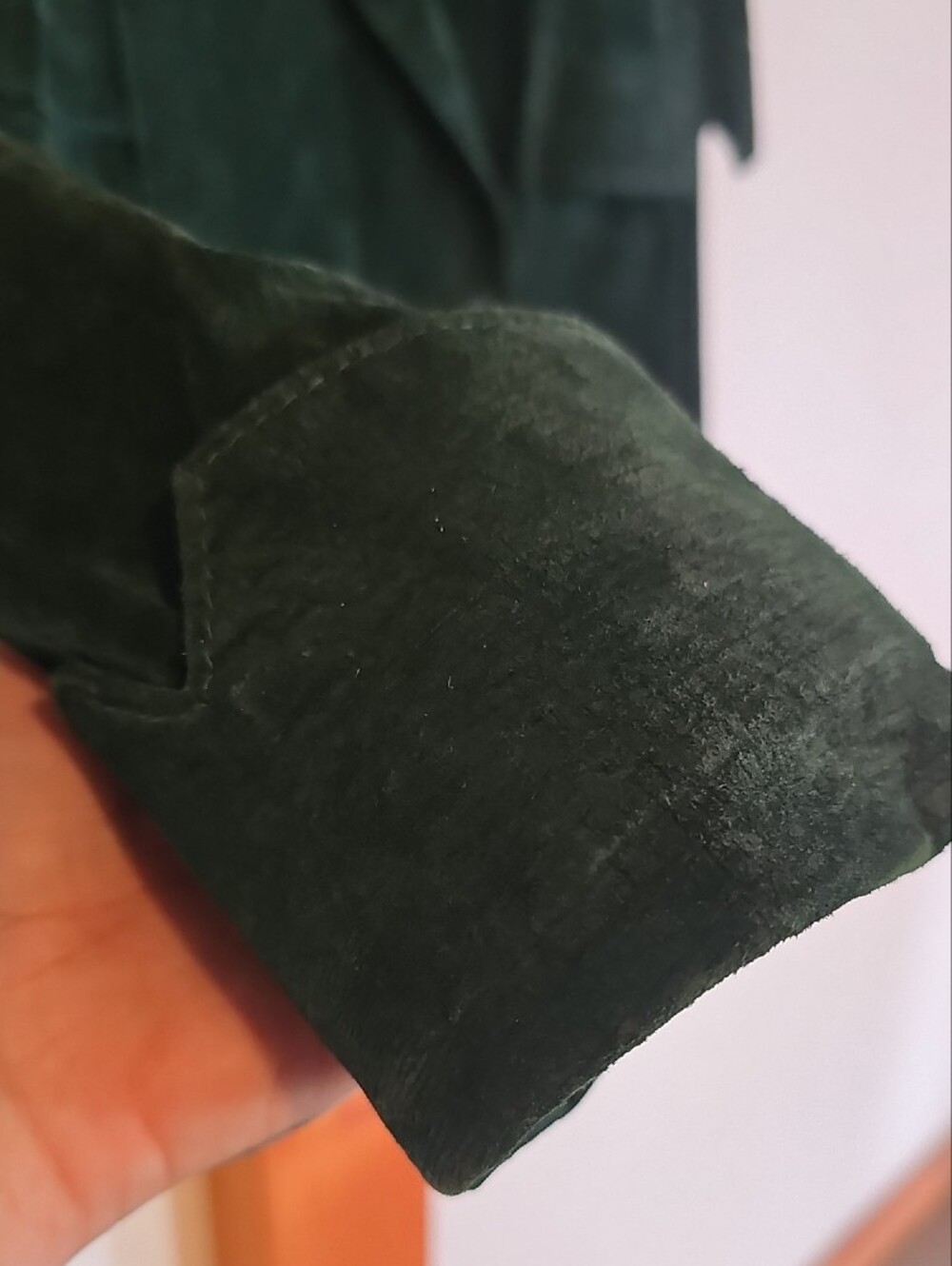 Women's Dark Green Suede Double-Breasted Blazer by le chateau - Picture 4 of 13